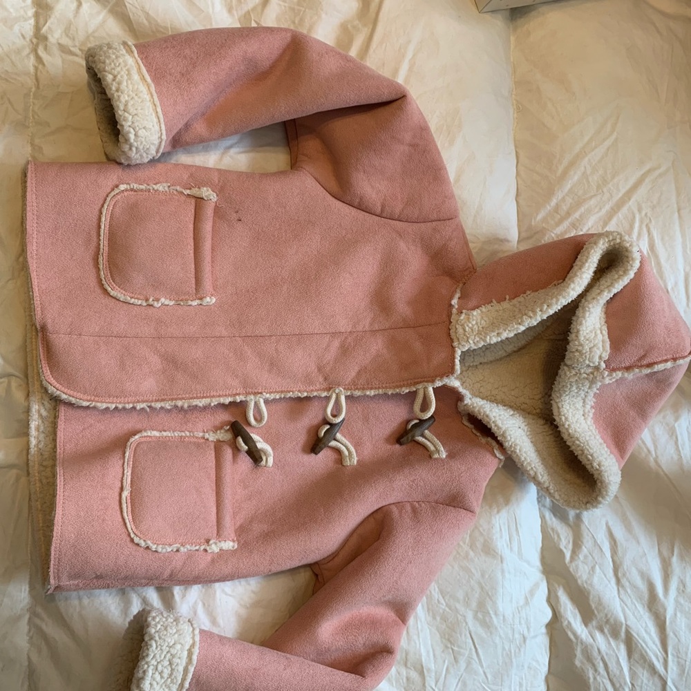 Baby faux shearling pink jacket